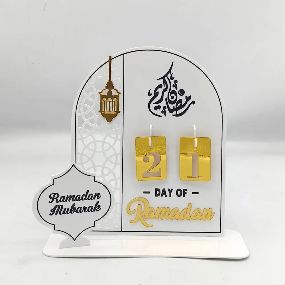 Acrylic Ramadan Countdown Calendar Gifts Day of Ramadan Calendar with Replacing Number 2025 Eid Mubarak Home Decoration Ornament