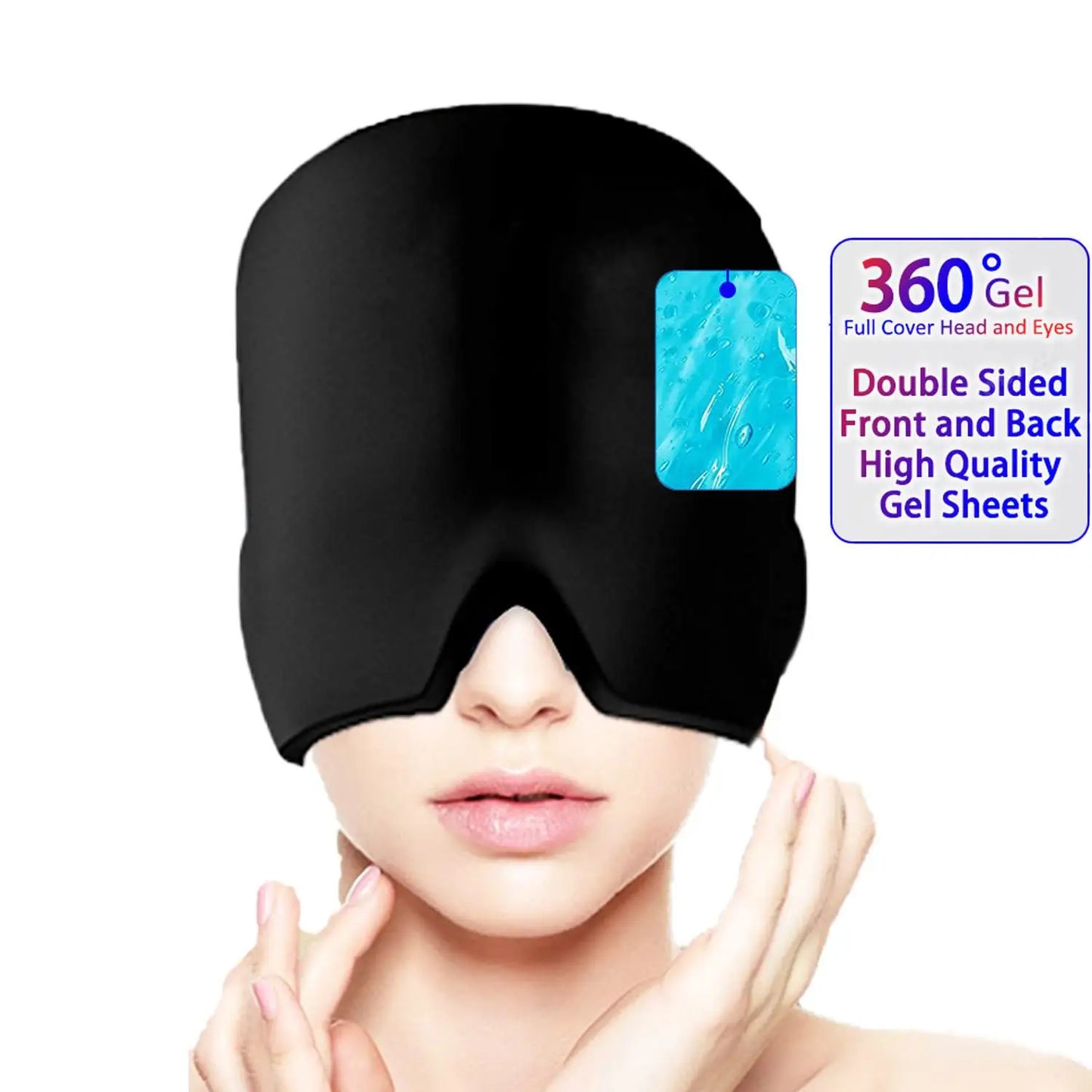 Migraine Headache Hat Head Eye Coverage Gel Hot Cold Therapy Headache Migraine Relief Cap Pressure Pain Relief Head Massage