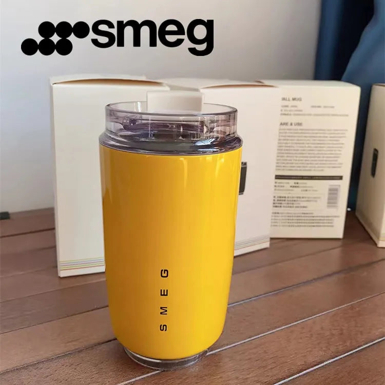 SMEG 240ML Milk White Beverage Cup Travel Portable Drinking Cup Stainless Steel Vacuum Leak proof  Coffee Thermos