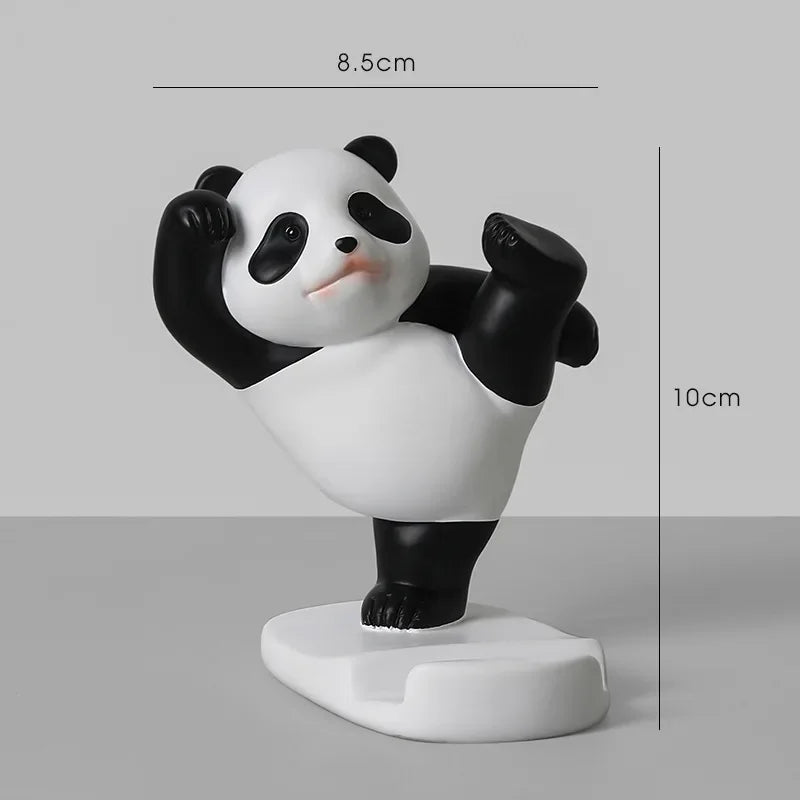 Panda Figurines Desktop Phone Holder Stand Mobile Phone Support Ornaments Office Desk Ornaments Small Car Interior Decoration