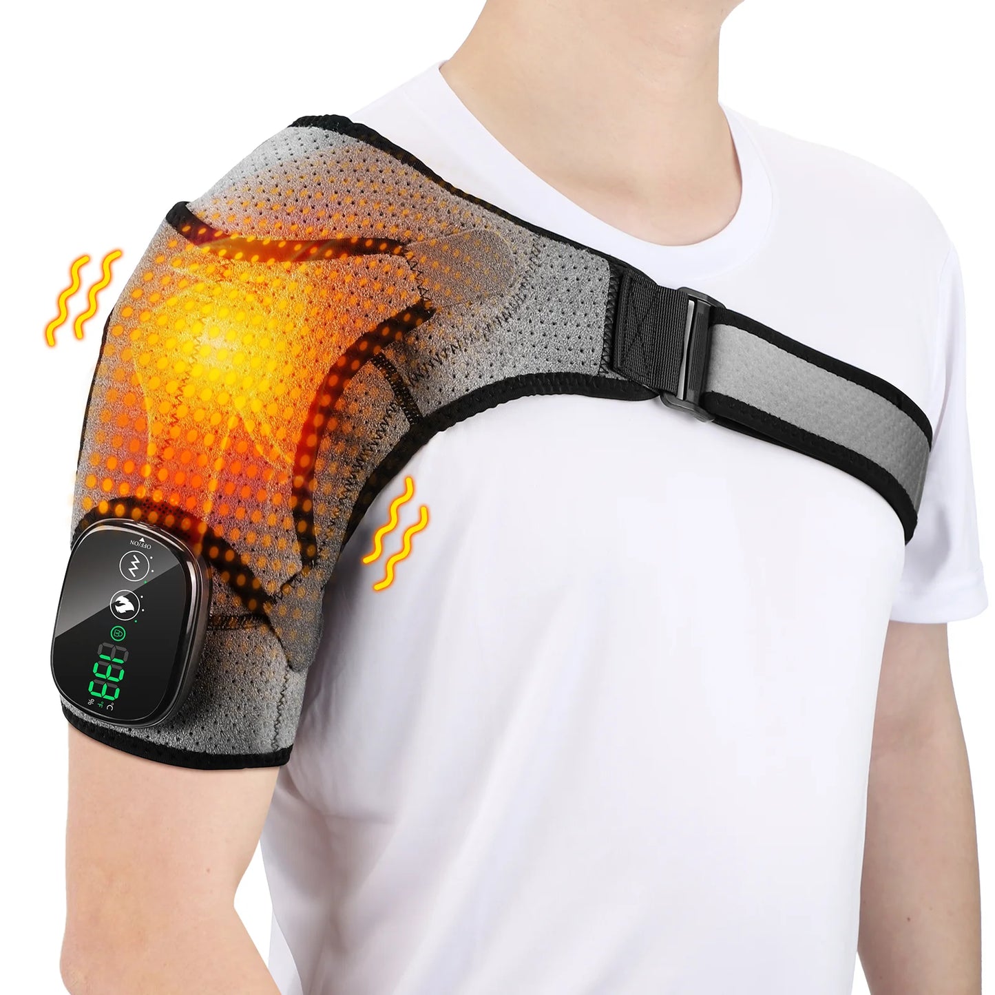 Electric Heating Shoulder Support Belt Vibration 3 Levels Temperature Adjustment Cold Warm Body Relaxation Tool for Both Side