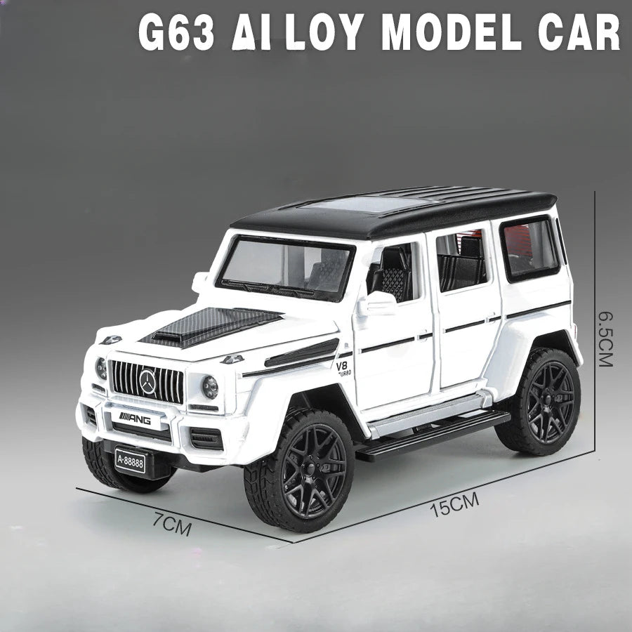 1:32 Benz AMG G63 Miniature Model Toy Car Alloy Diecast Door Opened Sound Light Shock Absorption Off-road Vehicle for Boys Gifts