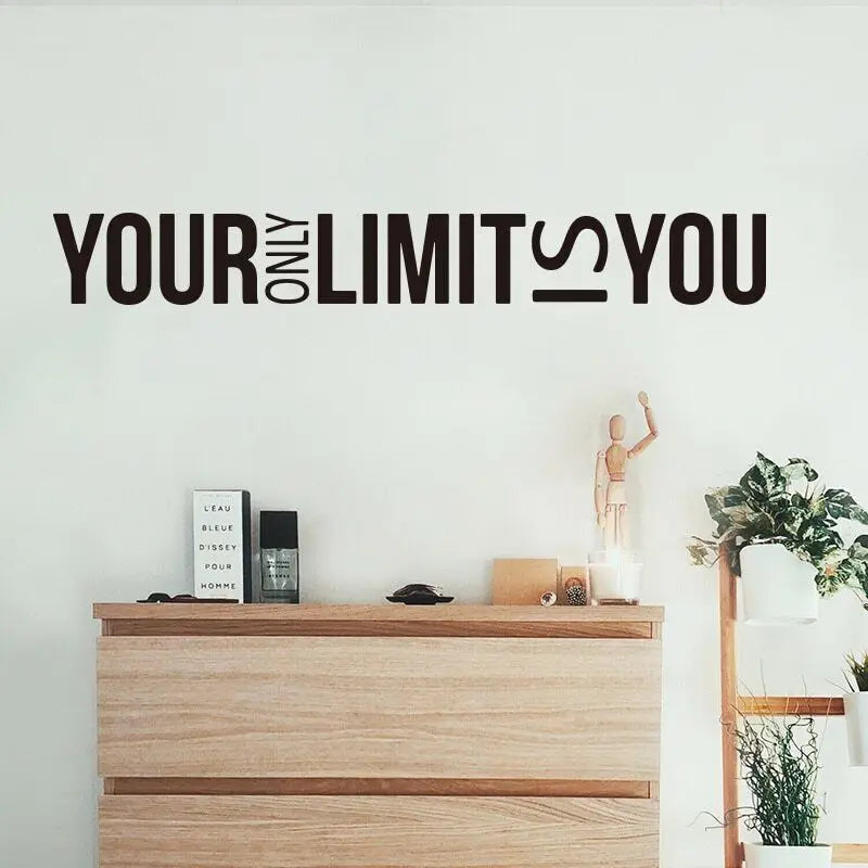 Large Your Only Limit is You Wall Sticker Office Gym Inspirational Motivational Quote Wall Decal Workout Exercise Vinyl Home Dec