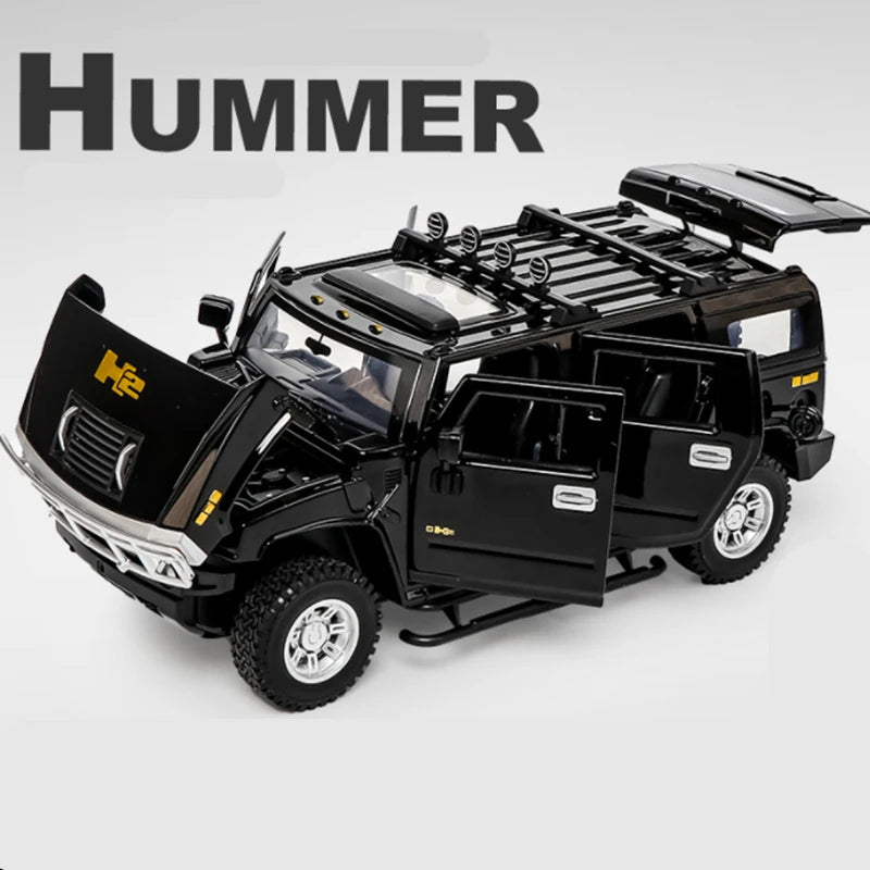 1:24 HUMMER H2 Alloy Car Model Diecast Metal Toy Off-road Vehicles Model Sound and Light Simulation Collection Children Toy Gift