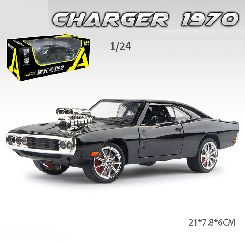 1:24 Challenger 1970 Fast & Furious 7 Alloy Car Model Diecasts Toy With Sound and Light Vehicles Decoration Toys For Kids Gift