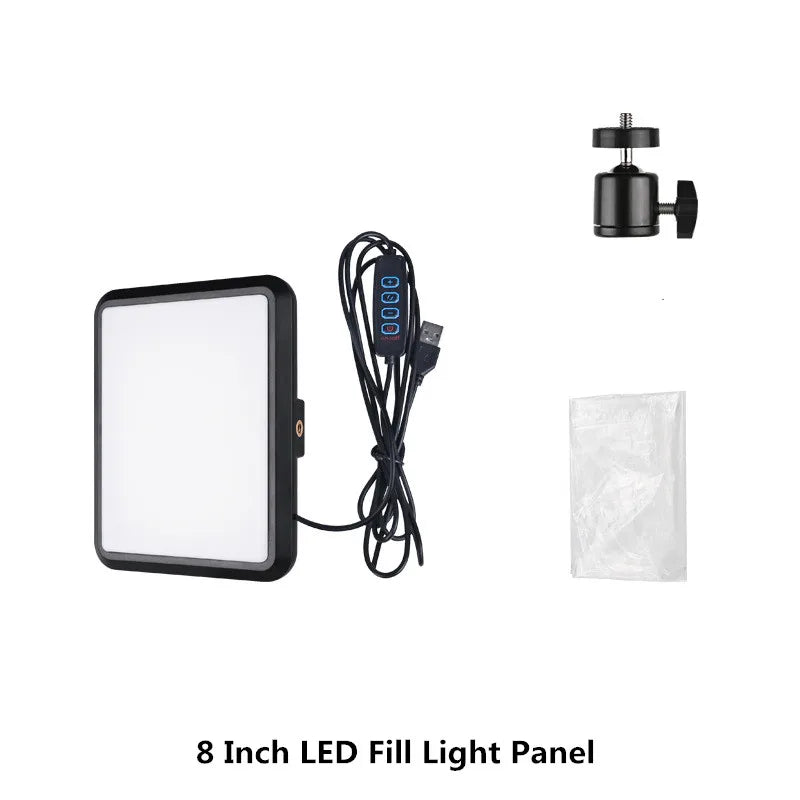 8/12 Inch LED Photography Video Light Panel Lighting Photo Studio Lamp Kit For Shoot Live Streaming Youbube With Tripod Stand