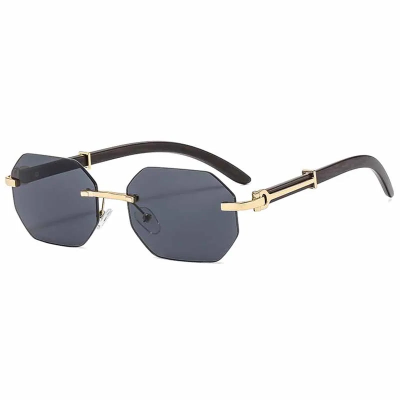 Trendy Classic Rimless Polygon Sunglasses Men Women Retro Luxury Brand Design Summer Traveling Beach Shades Lentes De Sol UV400