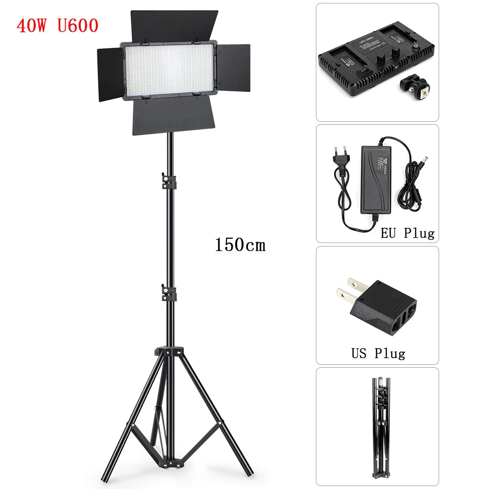 LED Fill Lamp Video Light Panel Bi-color 3200-6500K Photography Lighting Live Stream Tiktok Photo Studio Light With Tripod Stand