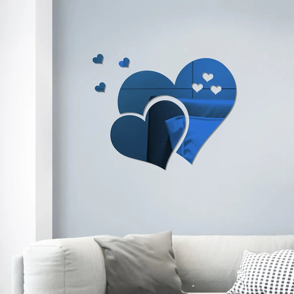 Acrylic Wall Stickers Europe Style Hearts Fashion DIY Decals Self-adhesive LOVE Wedding Background Decoration Mirror Ornament