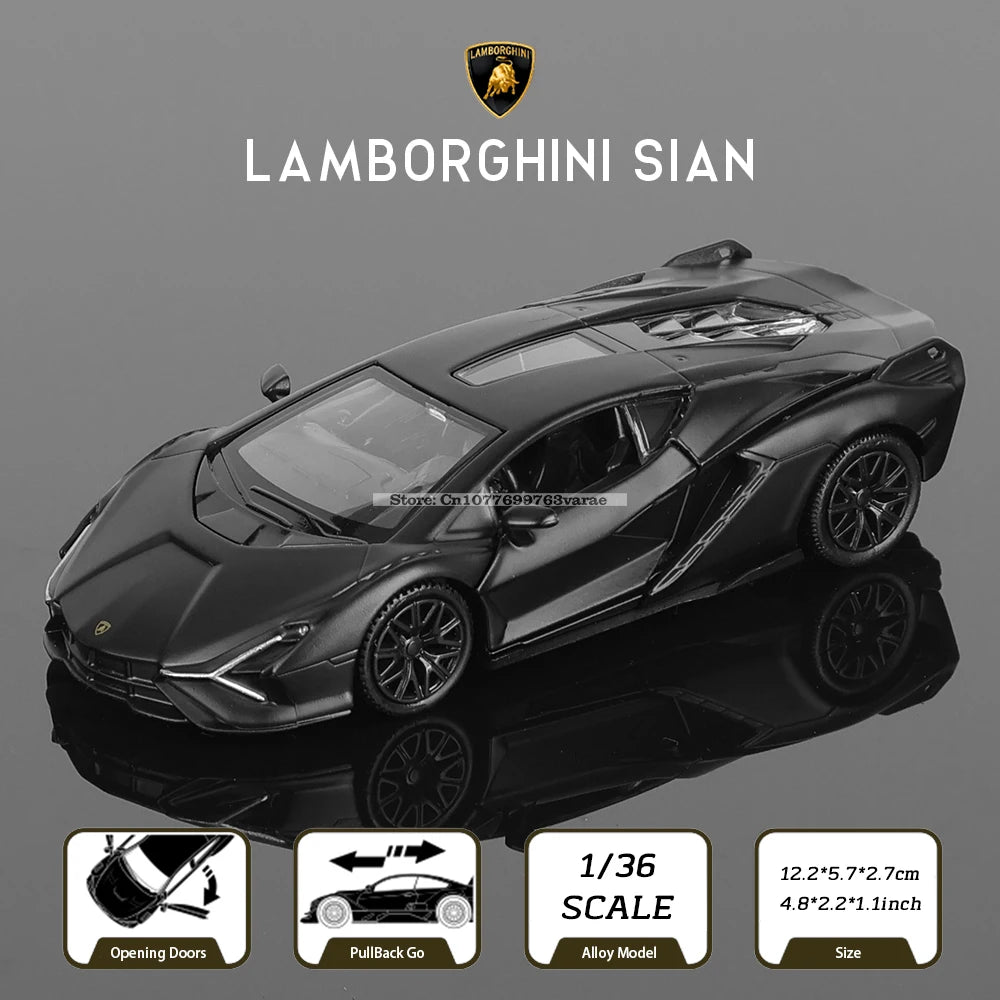 1: 36 Lamborghini, McLaren, Camaro,Pure Black Series Alloy Car Model Toy Casting Series Collection Ornament Gift Christmas Gift