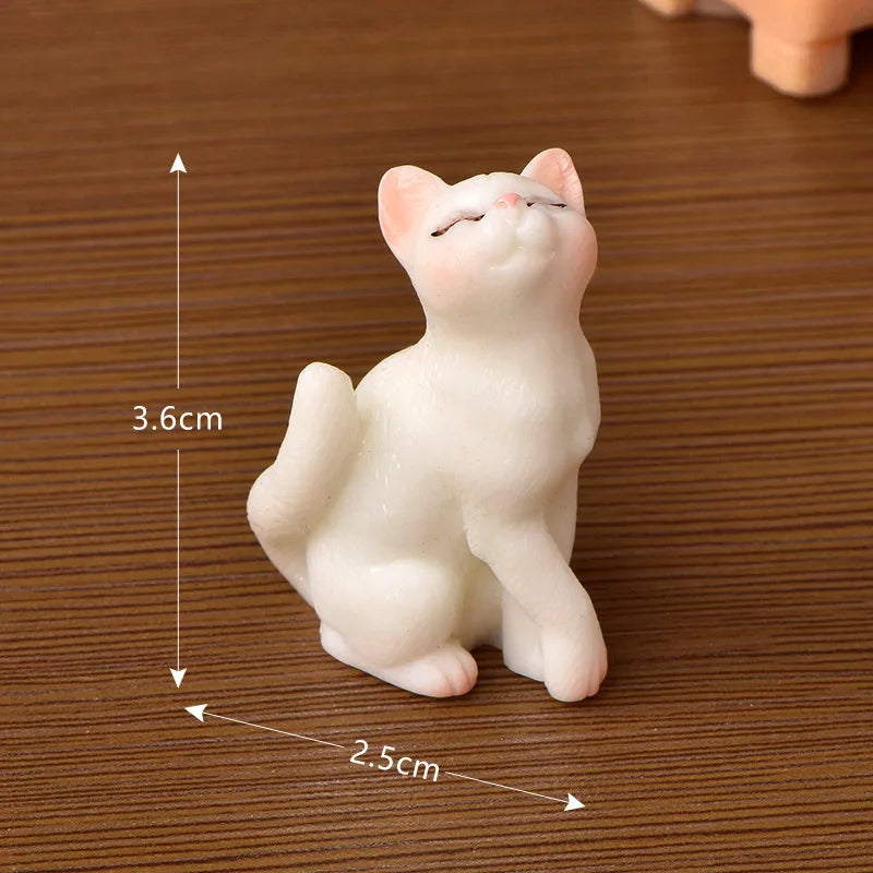 Resin Cats Ornament Kitten Figurine Animal Miniature Fairy Garden Doll House Decoration DIY Micro Landscape Home Decor