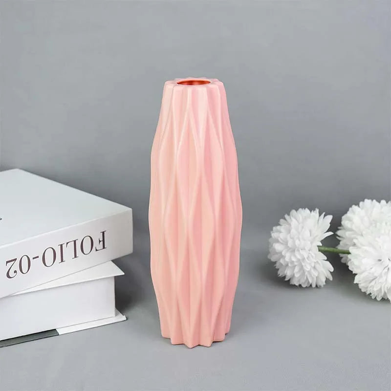 Modern Flower Vase White Pink Blue Plastic Vase Flower Pot Basket Nordic Home Living Room Decoration Ornament Flower Arrangement