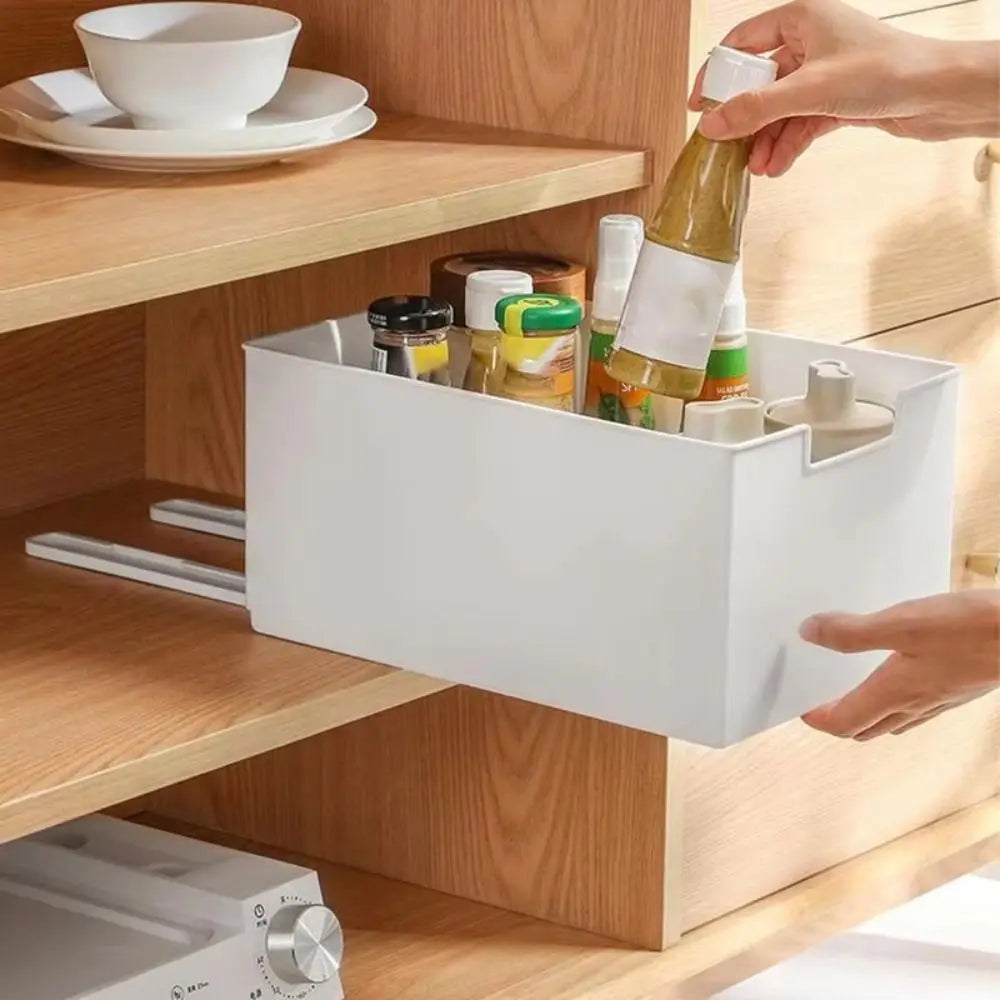 Portable Pull Out Cabinet Drawer Organizer Slide Out Space Saving Storage Shelves Plastic Storage Rack