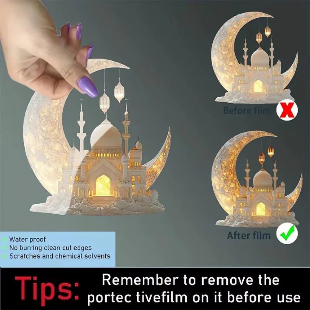 Ramadan Festival 2D Acrylic Moon Craft Ornaments 2025 New Eid Al-fitr Mubarak Decorations Islamic Muslim Home Party Table Gift