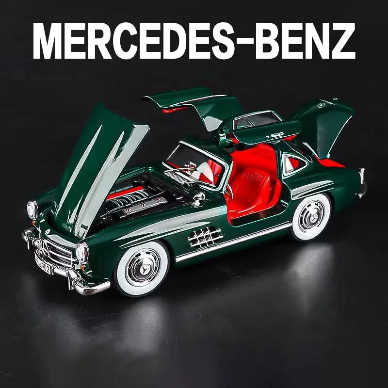 1:24 Scale Car Model Mercedes Benz 300SL Alloy car Model Classic Vintage Diecast Metal Sound Light Collecties Childrens Toy Gift