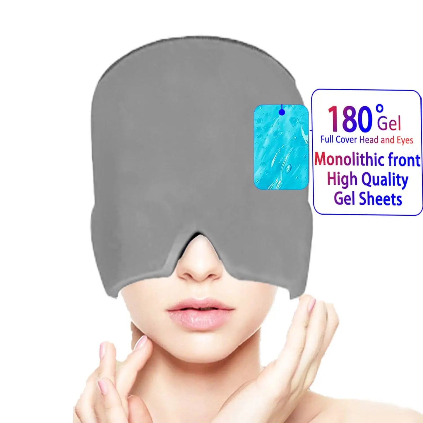 Migraine Headache Hat Head Eye Coverage Gel Hot Cold Therapy Headache Migraine Relief Cap Pressure Pain Relief Head Massage