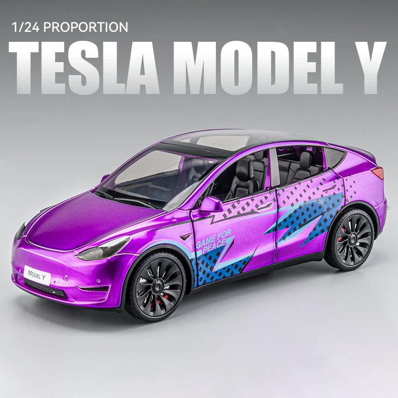 1:24 Model X Model Y Model 3 Alloy Die Cast Toy Car Model Sound and Light Children's Toy Collectibles Birthday gift