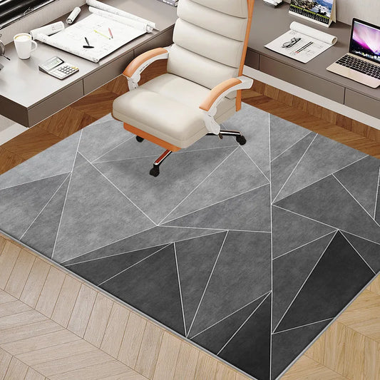 VIKAMA Geometric Carpet Study Office Computer Desk E-Sports Chair Non-Slip Mat Bedroom Rectangular Crystal Velvet Foot Mat