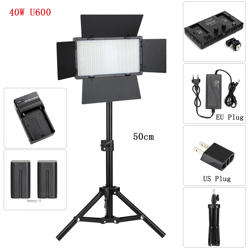 LED Fill Lamp Video Light Panel Bi-color 3200-6500K Photography Lighting Live Stream Tiktok Photo Studio Light With Tripod Stand