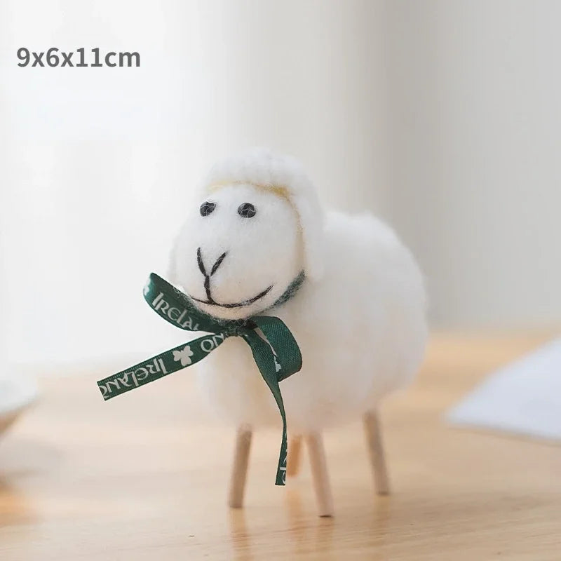 Handmade wool felt filled sheep small ornaments creative ins bedroom desktop home furnishings statue miniature crafts pendant