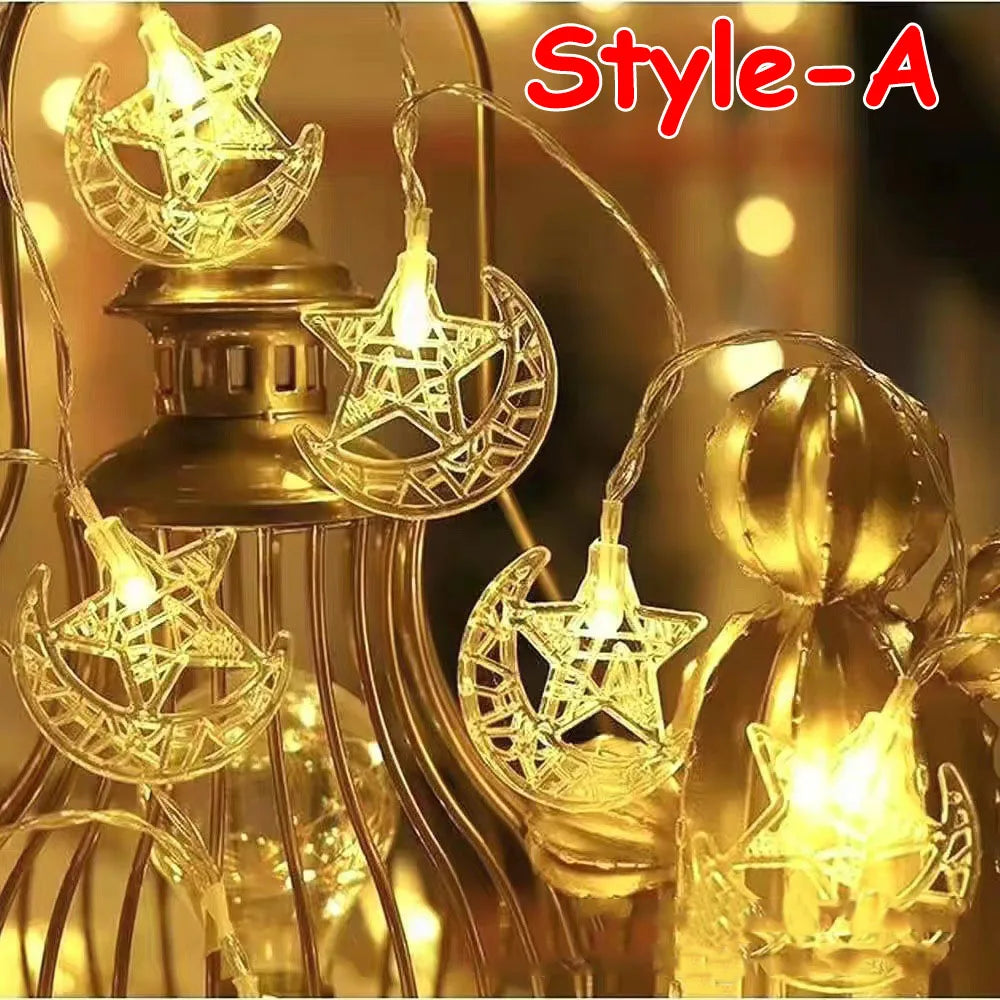 Ramadan Decoration Plastic Lantern Led String Lights Ramadan Kareem Decor Eid Mubarak Gift Al-Fitr Eid Festival Party Supplies