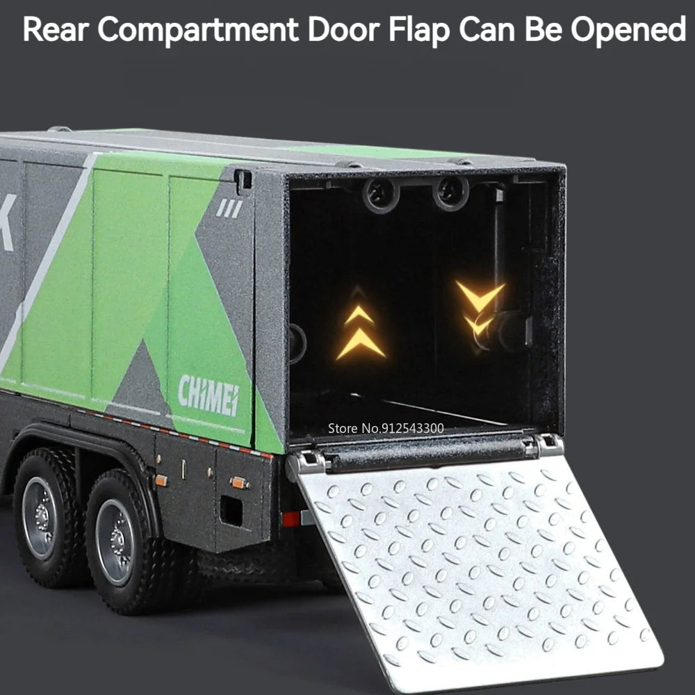 1/32 Wingspan Container Truck Model Toy Car Alloy Diecast 5 Doors Opened Simulation Vehicle Sound Light Toys Collection for Boys