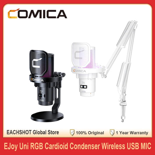 Comica EJoy Uni Pro RGB Cardioid Condenser USB Microphone for PC Laptop Smartphone Podcasting Recording Youtube Live Streaming