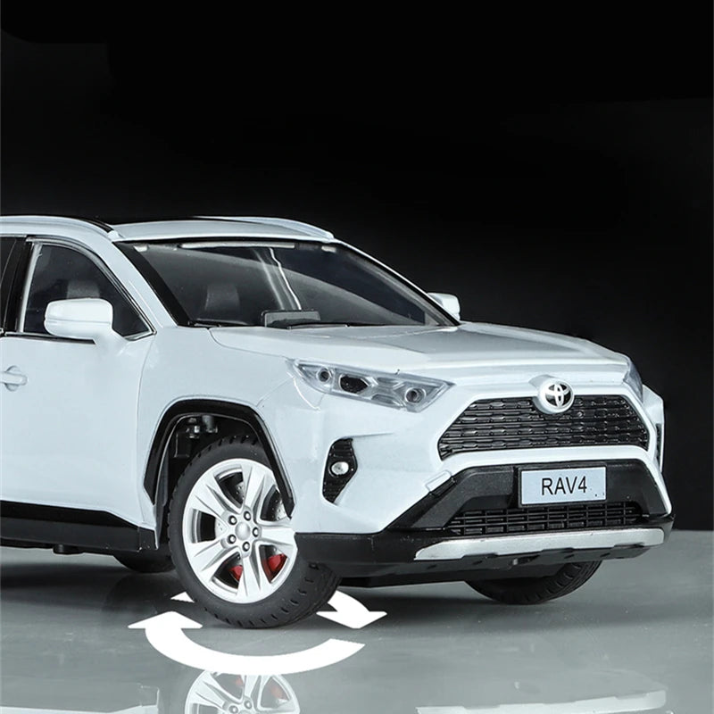 1:24 Toyotas RAV4 SUV Alloy Car Model Diecasts Metal Off-road Vehicles Car Model High Simulation Sound and Light Kids Toys Gifts