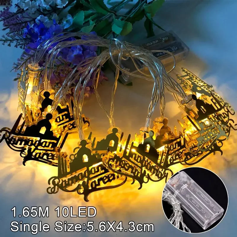 Eid Mubarak Moon Star Led String Lights Ramadan Decoraion for Home 2025 Ramadan Kareem Muslim Islam Al Adha Party Supplies