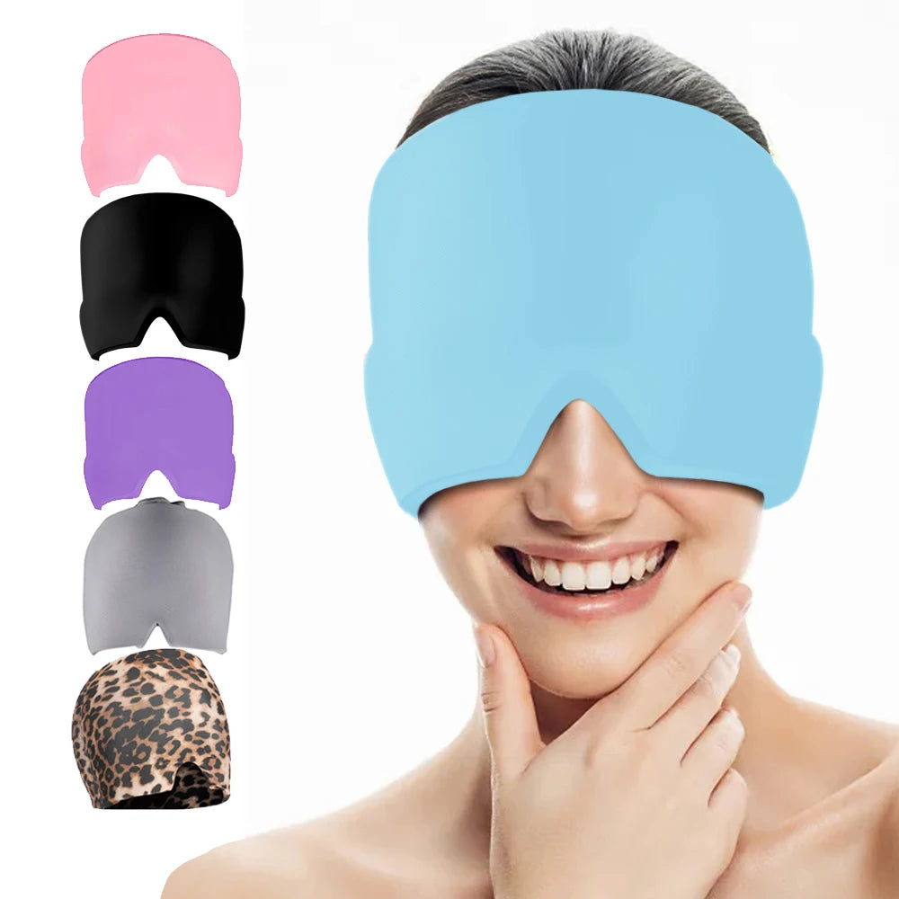 Migraine Relief HatHead Massager Gel Hot Cold Therapy Headache Migraine Relief Cap For Chemo,Sinus,Neck Wearable Therapy Wrap