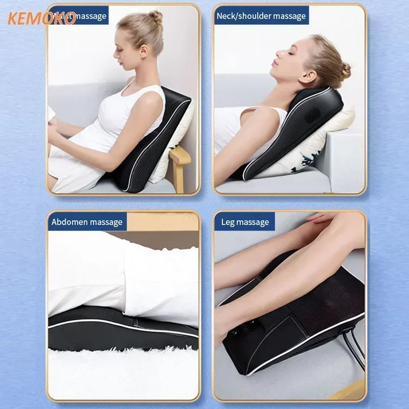 Electric Shiatsu Head Neck Cervical Ttraction Body Massager Car Back Pillow with Heating Vibrating Massage Device  Foot Massage