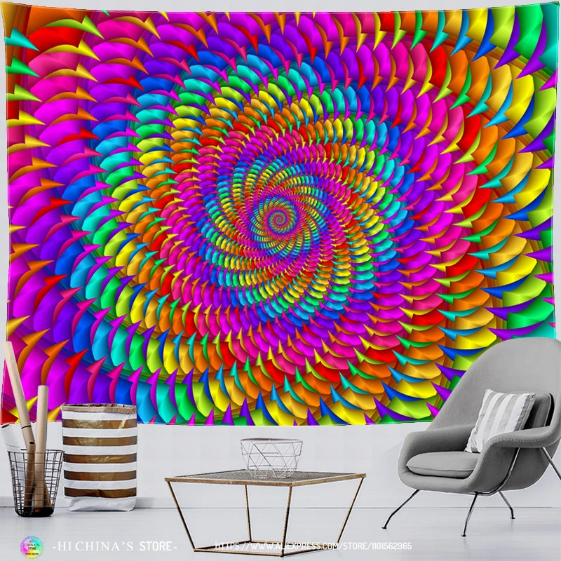 Mandala Tapestry Wall Hanging Boho Wall Cloth Room Decor Aesthetic Psychedelic Hippie Sun Moon Tapestry Bedroom Home Decoration