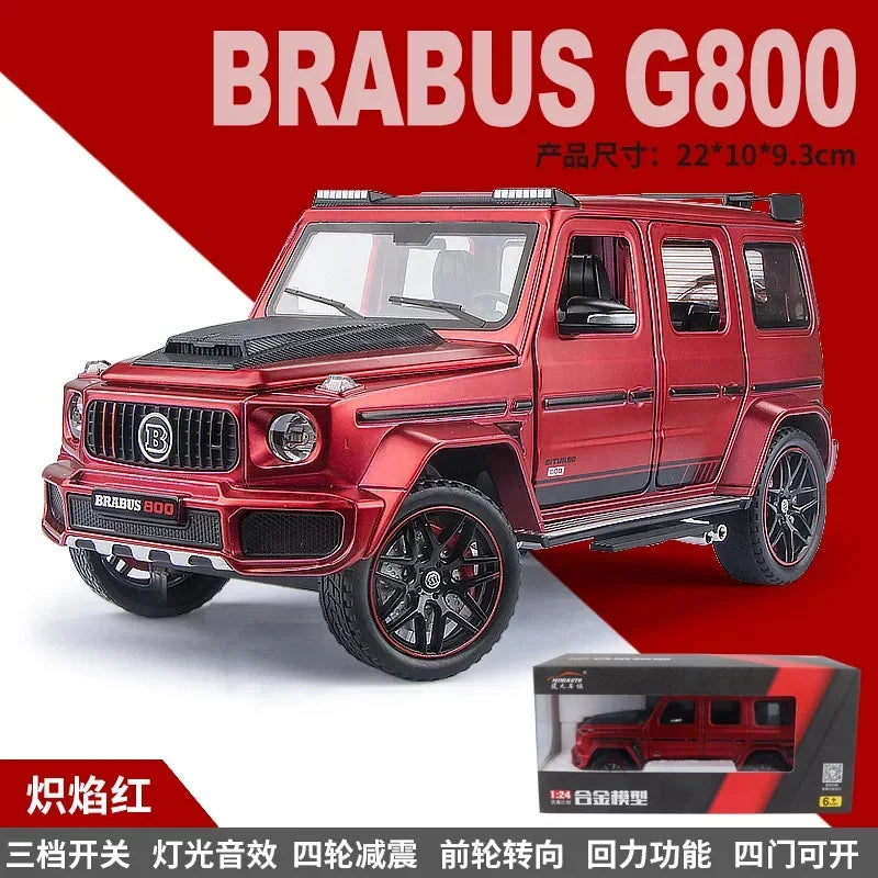 1:24 Mercedes Benz BRABUS G800 High Simulation Diecast Metal Alloy Model car Sound Light Pull Back Collection Kids Toy Gift