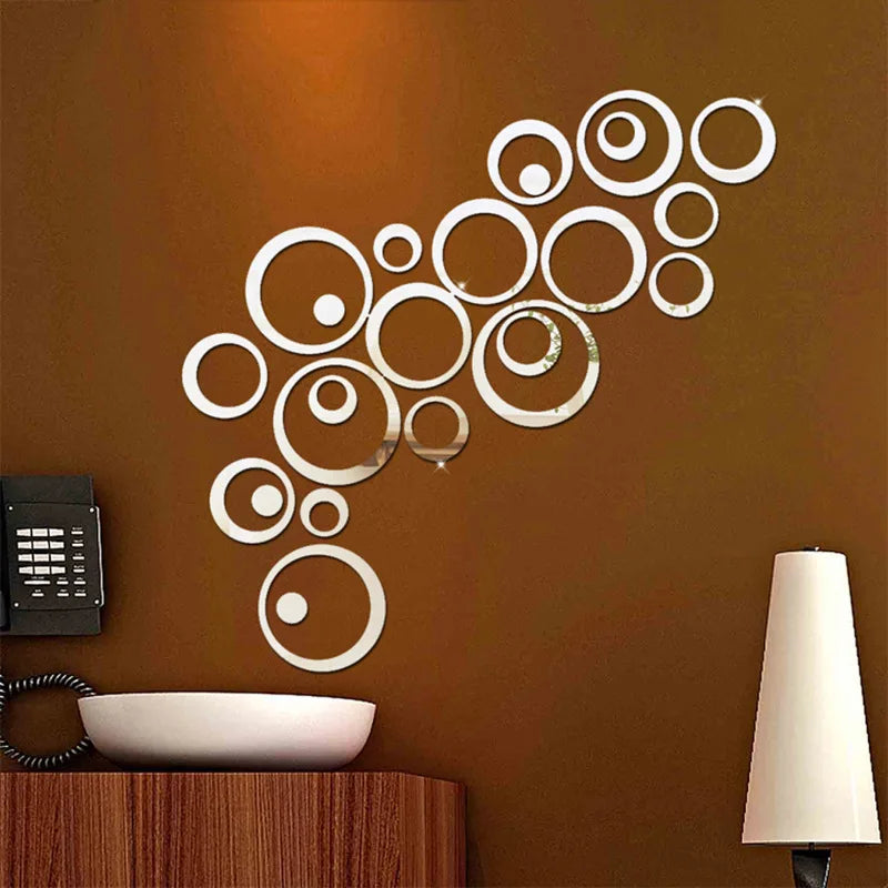 3D Wall Mirror Sticker Self-Adhesive Circular Art Mirror Home Decals DIY Background Living Room Bedroom Decoration Wall Stickers