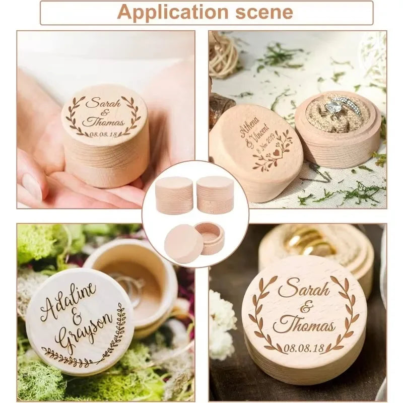 1/10PCS Mini Round Wooden Boxes Natural Wood Jewelry Rings Earrings Storage Container DIY Anniversary Valentine's Day Gift Decor