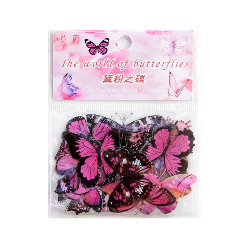 40Pcs/Pack Butterfly Series Stickers Art Collage Junk Journal DIY Scrapbooking PET Waterproof Craft Aesthetics Stickers Decor