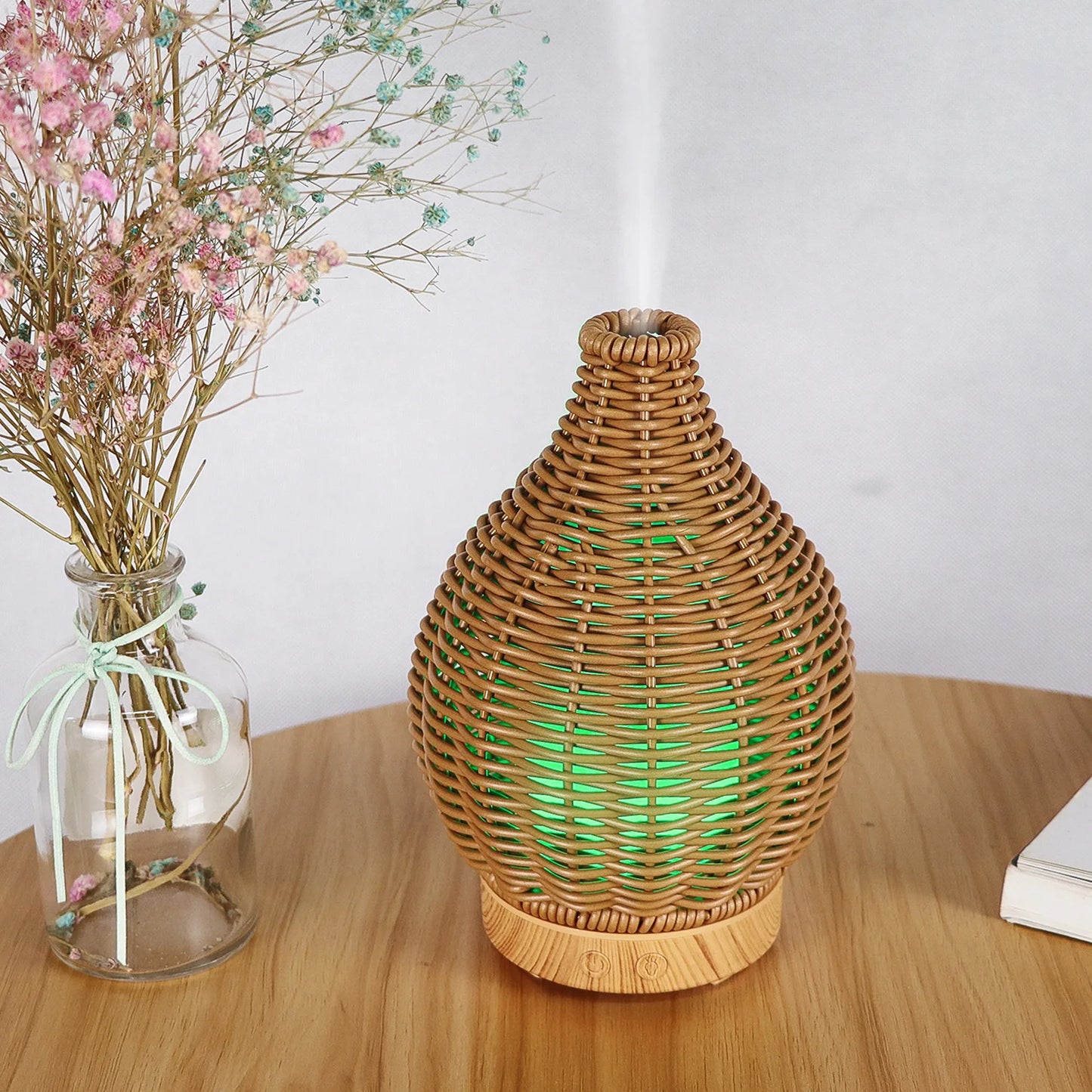 Wood Weave Mini Vase Air Humidifier USB Electronic Ultrasonic Water Fragrance Essential Oil Diffuser Home Room Fragrance