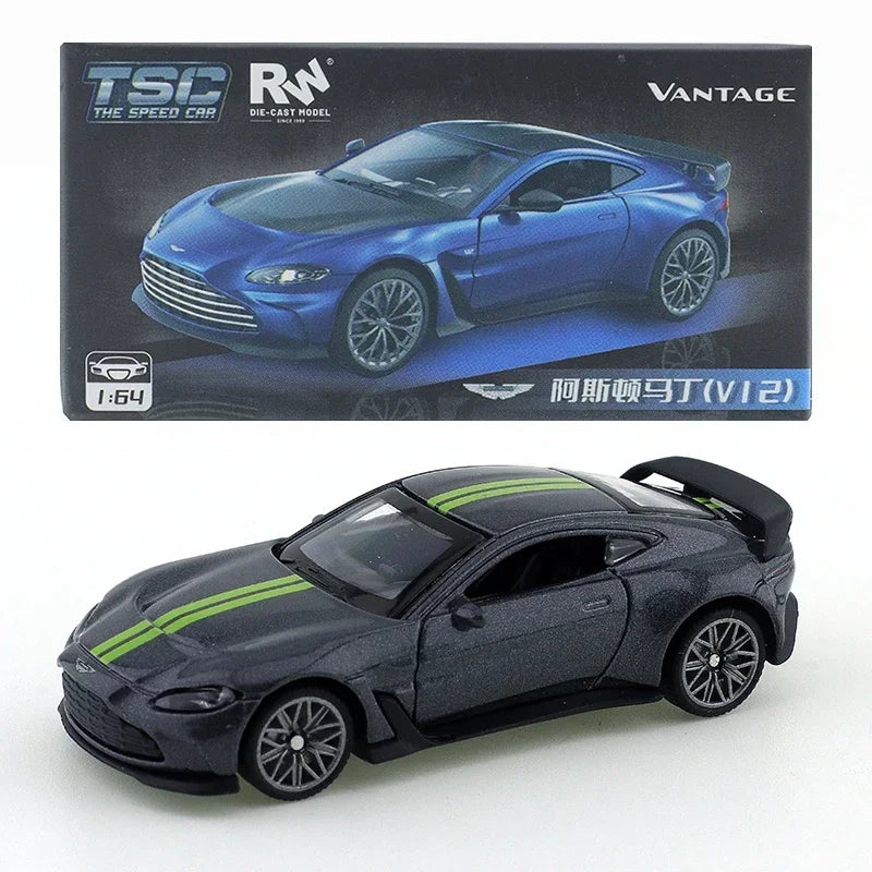 TSC 1/64 Aston Martin V12 Car Alloy Toys Motor Vehicle Diecast Metal Model Kids Xmas Gift Toys for Boys Modified Trolley