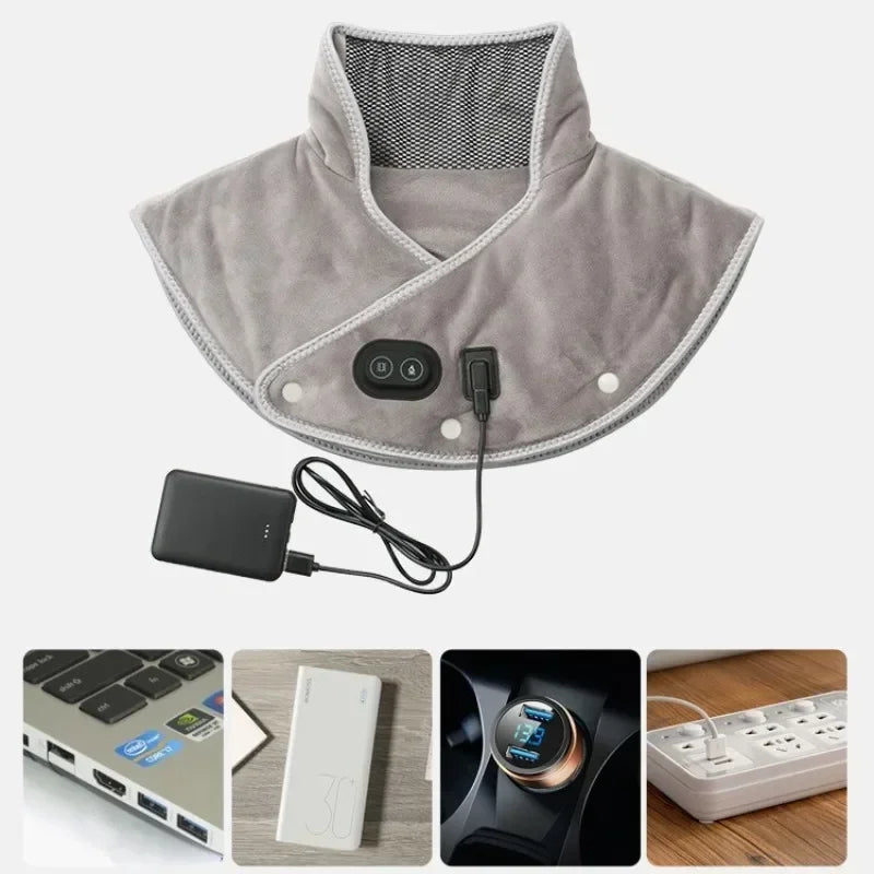 Electric Heating Shoulder Neck Pad Cervical Wrap Three Gear Thermal Compress Massager Vibration Shawl Warm Back Tool Relax Brace