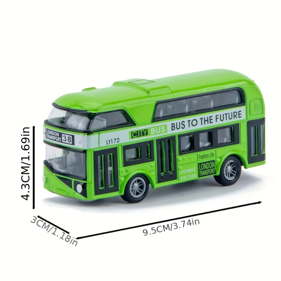 City Bus Sightseeing Double Decker Bus Model Pull Back VehiclesToy Die Cast Pull Back Vehicles Mini Tourist Model Car for Boys