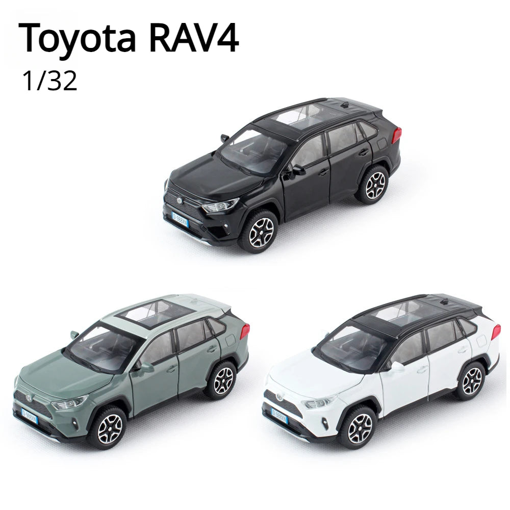 1:32 Toyota RAV4 SUV Alloy Car Model Diecast Metal Vehicles Car Model High Simulation Sound Light Collection Childrens Toy Gift