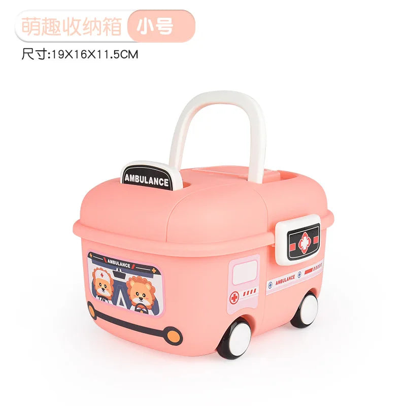 Children's Cartoon Cute Fun Storage Box Cartoon Pulley Design Handling Worry-free Household Baby Sundry Storage Box Sub