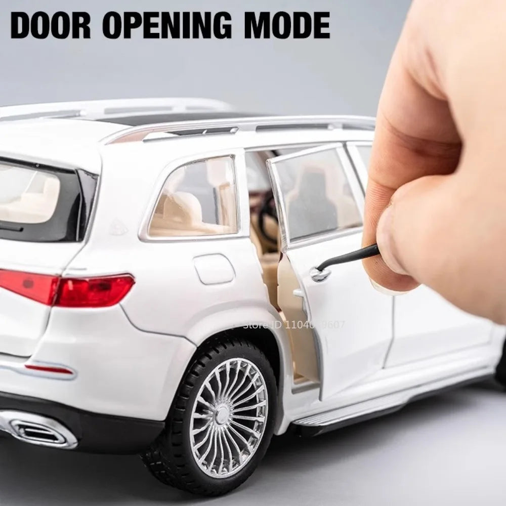 1:24 Maybach GLS600 Car Toy Model Doors Opened Sound Light Shock Absorption SUV Models Collection Decoration Gifts for Children