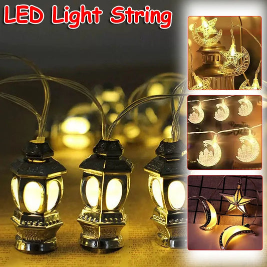 Ramadan Decoration Plastic Lantern Led String Lights Ramadan Kareem Decor Eid Mubarak Gift Al-Fitr Eid Festival Party Supplies