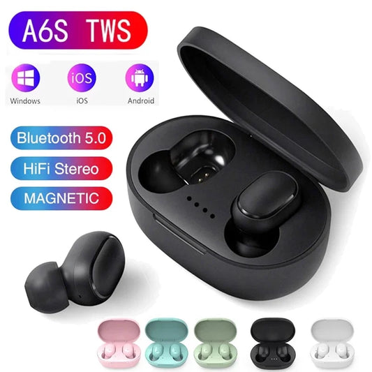 2023 A6S TWS Wireless Bluetooth Headphones Sport in Ear Earphone With Microphone Mini Pods Earbuds Noise Cancelling Headsets