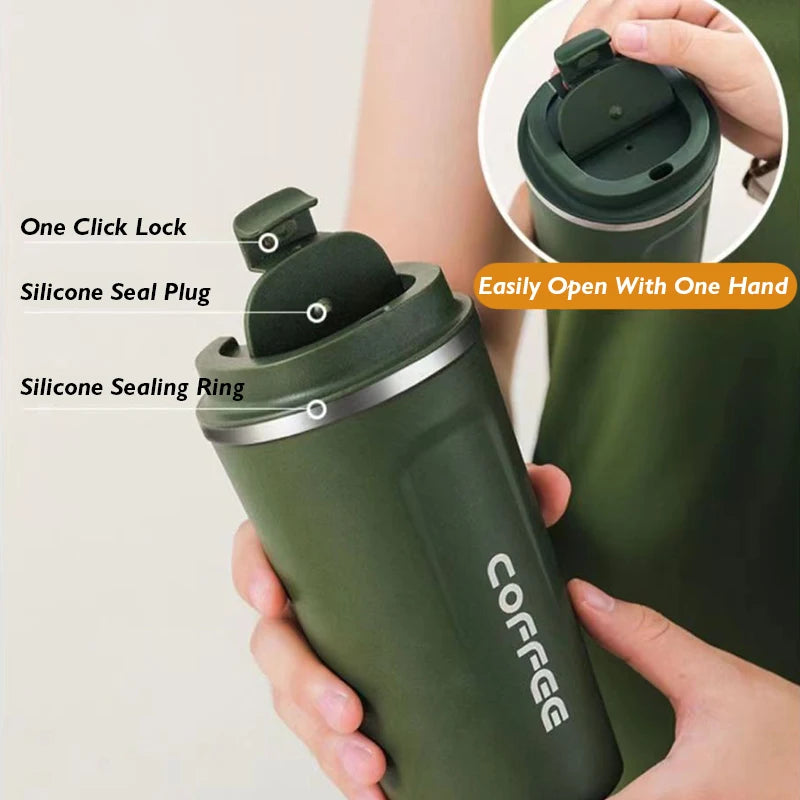 380ml/510ml 304 Stainless Steel Vacuum Insulated Coffee Mug Insulated Cup Outdoor Thermos Cup Sealed Trailing Mug