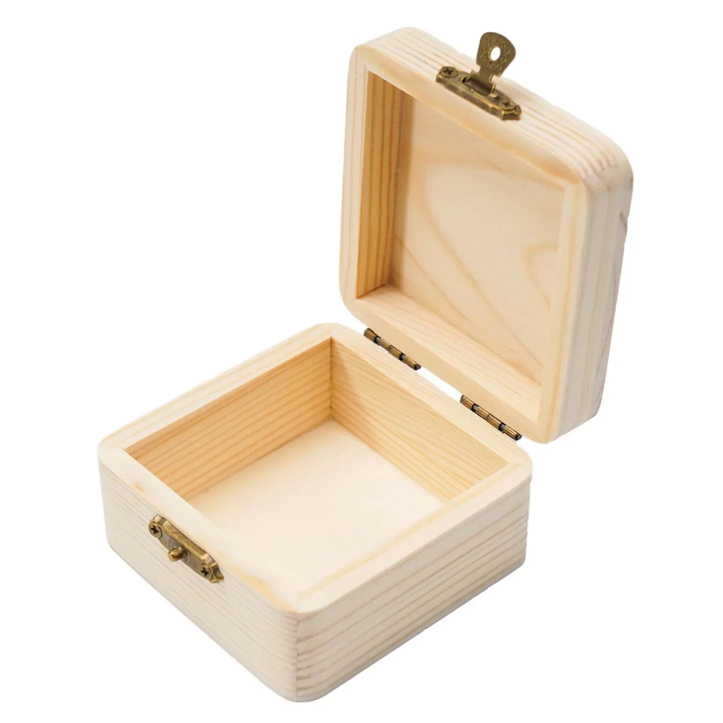 Plain Natural Wooden Packing Box With Lid Desktop Wood Clamshell Jewelry Storage Box Multifunction Hinged Boxes Home Decoration