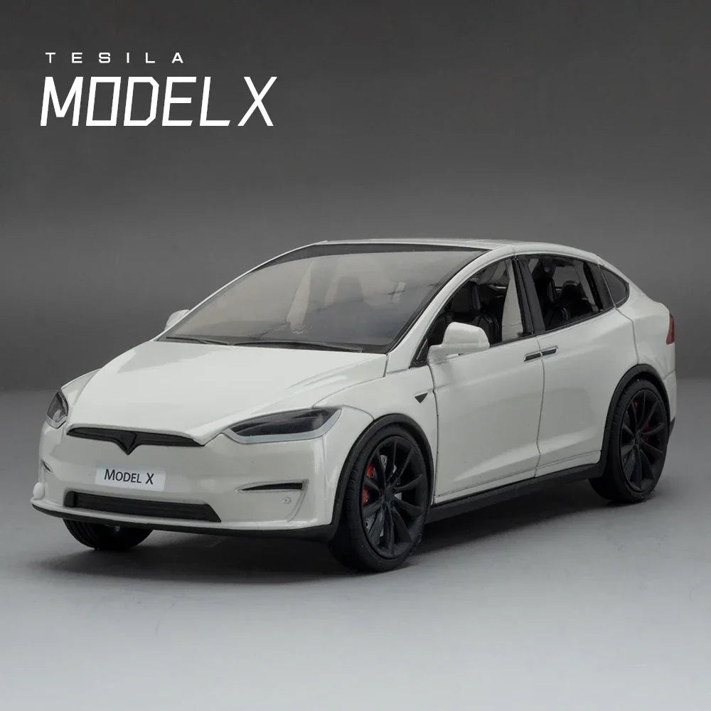 1:24 Tesla Model X  Tesla Model 3 Alloy Die Cast Toy Car Model Sound and Light Children's Toy Collectibles Birthday gift