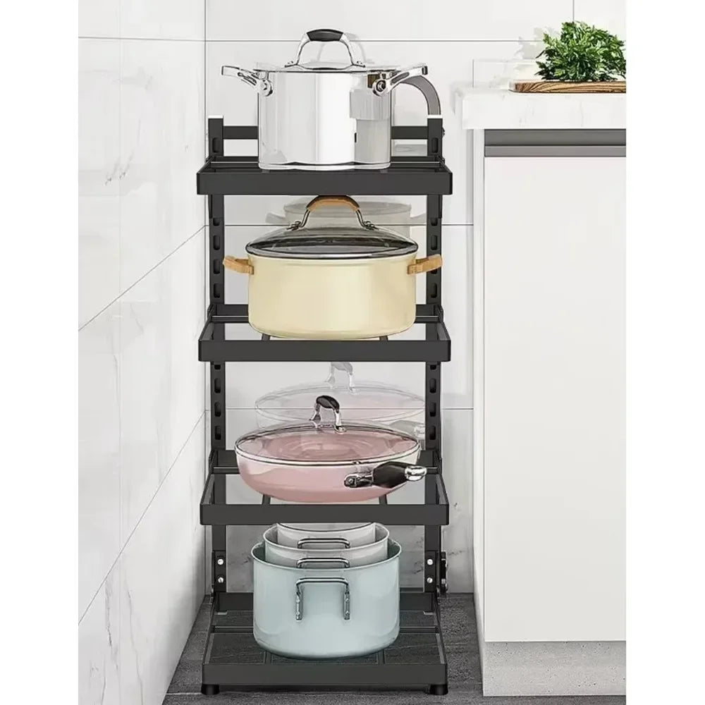 Kitchen Sink Storage Rack Multi-Layer Cooker Storage Rack For Home Stovetop Cabinets Adjustable Pot Rack