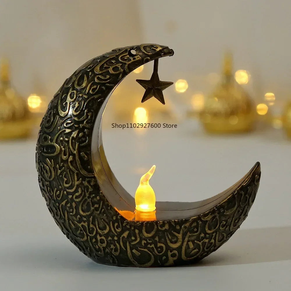 2025 Ramadan Decoration Star Moon LED Candlestick Lamp for Ramadan Kareem Islamic Muslim Home Decor Lamp Eid Mubarak Party Gifts